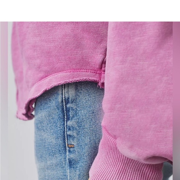 Anthropologie Pilcro Notch-Neck Sweatshirt - Raspberry - Picture 3 of 6